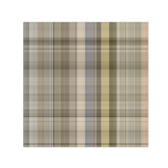 Beige Tan Madras Plaid Small Satin Scarf (square) by SpinnyChairDesigns