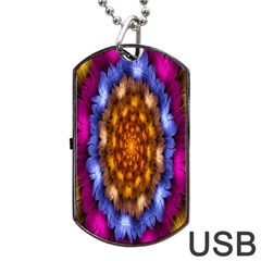 Fractal Flower Dog Tag Usb Flash (one Side)