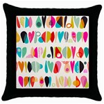 Scandinavian Folk Art Halfsies Throw Pillow Case (Black) Front