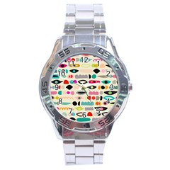 Scandinavian Folk Art Eye Spy Stainless Steel Analogue Watch by andStretch