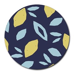 Laser Lemon Navy Round Mousepads