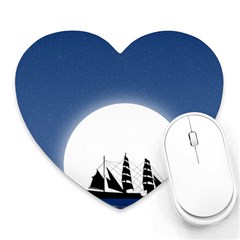 Boat Silhouette Moon Sailing Heart Mousepads