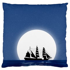 Boat Silhouette Moon Sailing Large Cushion Case (one Side)