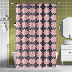 Retro Pink And Grey Pattern Shower Curtain 48  X 72  (small)  by MooMoosMumma