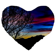 Sunset Landscape Scene, San Juan Province, Argentina003 Large 19  Premium Heart Shape Cushions by dflcprintsclothing