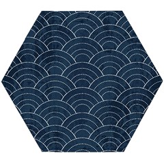 Blue Sashiko Pattern Wooden Puzzle Hexagon by goljakoff