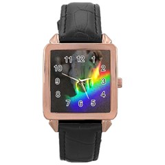 Rainbowcat Rose Gold Leather Watch  by Sparkle