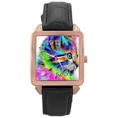 Rainbowcat Rose Gold Leather Watch  by Sparkle