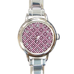 Two Tone Lattice Pattern Round Italian Charm Watch by kellehco