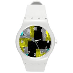 Abstract Tiles Round Plastic Sport Watch (m) by essentialimage