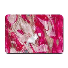 Magenta On Pink Small Doormat  by kaleidomarblingart