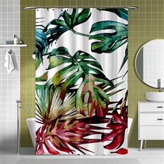 Watercolor Monstera Leaves Shower Curtain 48  X 72  (small)  by goljakoff