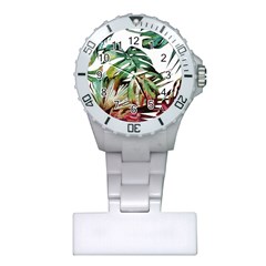 Watercolor Monstera Leaves Plastic Nurses Watch by goljakoff