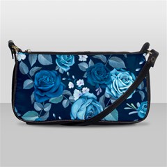 Blue Floral Print  Shoulder Clutch Bag by designsbymallika