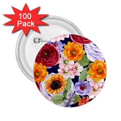 Watercolor Print Floral Design 2 25  Buttons (100 Pack)  by designsbymallika