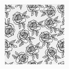 Line Art Black And White Rose Medium Glasses Cloth