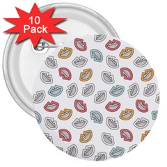 Happy Doodle Laugh 3  Buttons (10 Pack)  by tmsartbazaar