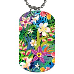 Colorful Floral Pattern Dog Tag (one Side) by designsbymallika