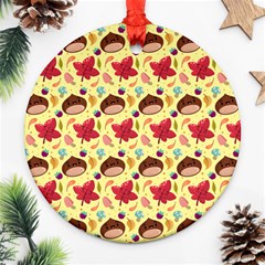 Cute Leaf Pattern Round Ornament (two Sides)