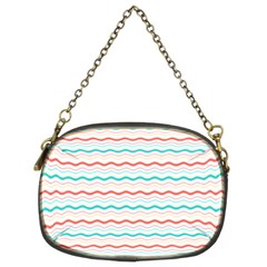 Aqua Coral Waves Chain Purse (two Sides)