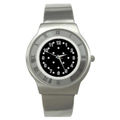 Black And White Baseball Motif Pattern Stainless Steel Watch by dflcprintsclothing