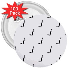 Black And White Cricket Sport Motif Print Pattern 3  Buttons (100 Pack)  by dflcprintsclothing