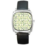 Cactus pattern Square Metal Watch Front