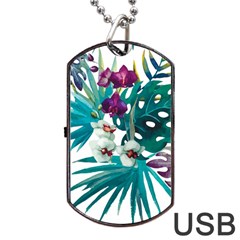 Tropical Flowers Dog Tag Usb Flash (one Side) by goljakoff