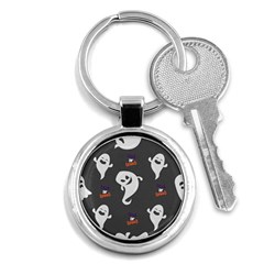 Halloween Ghost Trick Or Treat Seamless Repeat Pattern Key Chain (round) by KentuckyClothing