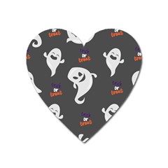 Halloween Ghost Trick Or Treat Seamless Repeat Pattern Heart Magnet by KentuckyClothing