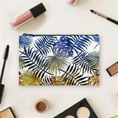 Blue And Yellow Tropical Leaves Cosmetic Bag (medium) by goljakoff