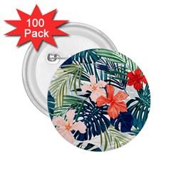 Tropical Flowers 2 25  Buttons (100 Pack)  by goljakoff