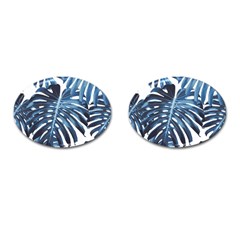 Blue Monstera Leaf Cufflinks (oval) by goljakoff