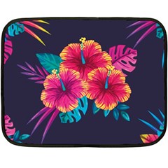 Neon Flowers Double Sided Fleece Blanket (mini)  by goljakoff