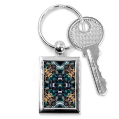 Teal And Gold Key Chain (rectangle) by Dazzleway