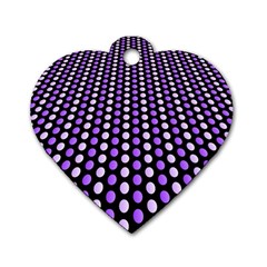 Purple And Pink Dots Pattern, Black Background Dog Tag Heart (two Sides) by Casemiro