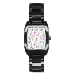 Rose Flowers Stainless Steel Barrel Watch by goljakoff