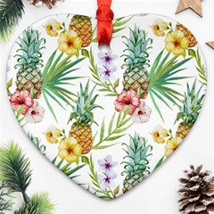 Tropical Pineapples Heart Ornament (two Sides) by goljakoff