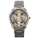 Tropical flowers Sport Metal Watch Front