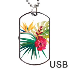 Tropical Flowers Dog Tag Usb Flash (two Sides) by goljakoff