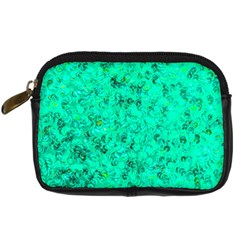 Aqua Marine Glittery Sequins Digital Camera Leather Case by essentialimage