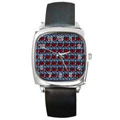 Red And Blue Square Metal Watch by Sparkle