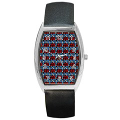 Red And Blue Barrel Style Metal Watch by Sparkle