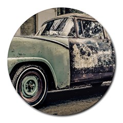 Abandoned Old Car Photo Round Mousepads by dflcprintsclothing