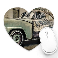 Abandoned Old Car Photo Heart Mousepads by dflcprintsclothing