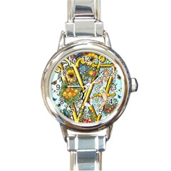 The Illustrated Alphabet - W - By Larenard Round Italian Charm Watch by LaRenard