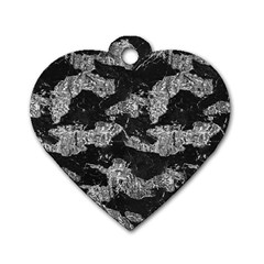 Black And White Cracked Abstract Texture Print Dog Tag Heart (two Sides)