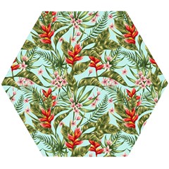 Tropical Flowers Wooden Puzzle Hexagon by goljakoff