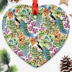 Peacock Pattern Heart Ornament (two Sides) by goljakoff