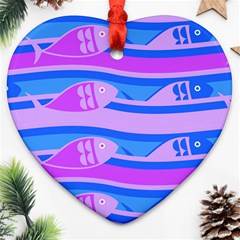 Fish Texture Blue Violet Module Heart Ornament (two Sides)